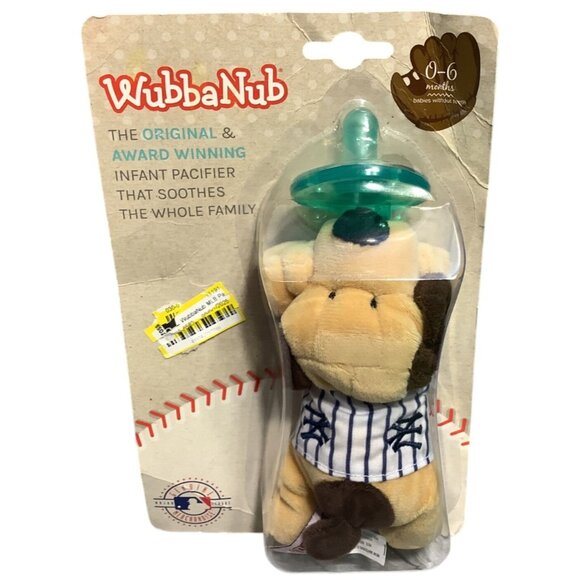 WubbaNub Infant Pacifier With NY Yankees Plush Baseball Dog Soothes 6-6 Months - Picture 3 of 5